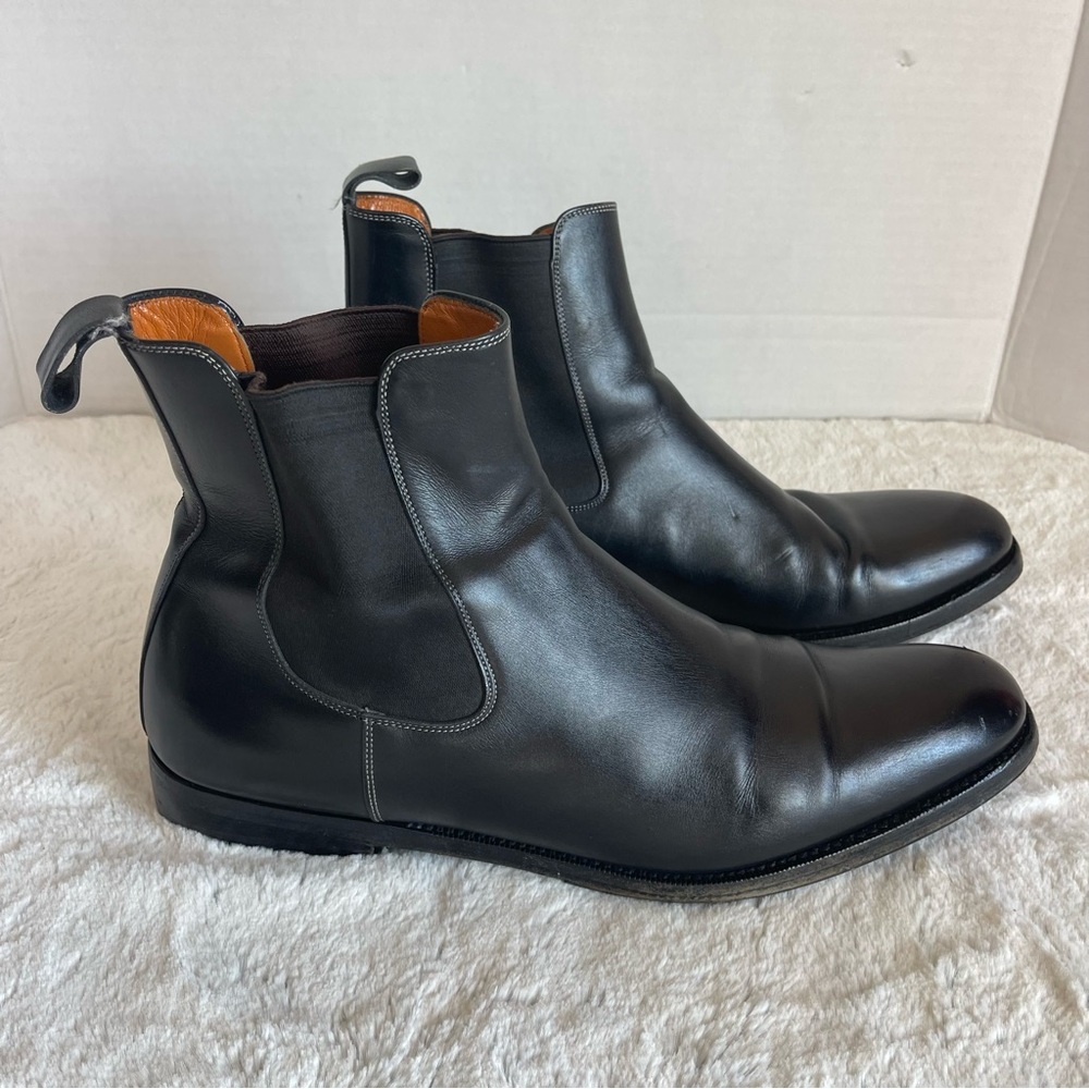 Santoni Black Leather Men's Detoxify Chelsea Boots size 9.5